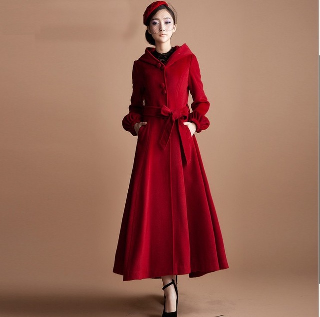 2018 New Fashion Woman'S Red Wool Coat Single Breasted Cashmere
