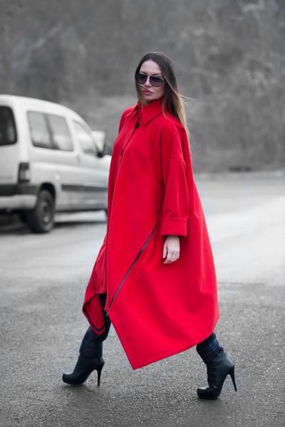 Autumn Red Cashmere Coat, Red Woman Coat, Trendy Coat | Advertise