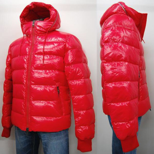 coat, red coat, red jacket, glossy, puffy, down jacket, bubble