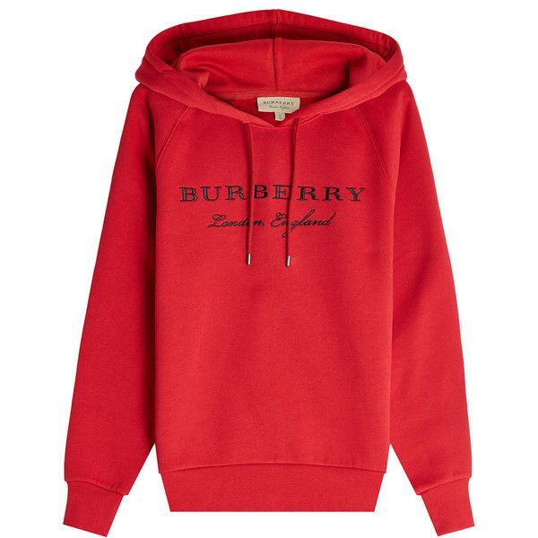 Burberry Embroidered Cotton Hoodie ($420) ❤ liked on Polyvore