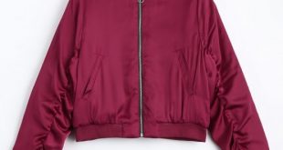 46% OFF] 2019 Puffer Zip Up Bomber Jacket In RED L | ZAFUL