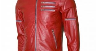 Biker Red Suede Leather Motorcycle Jacket For Men