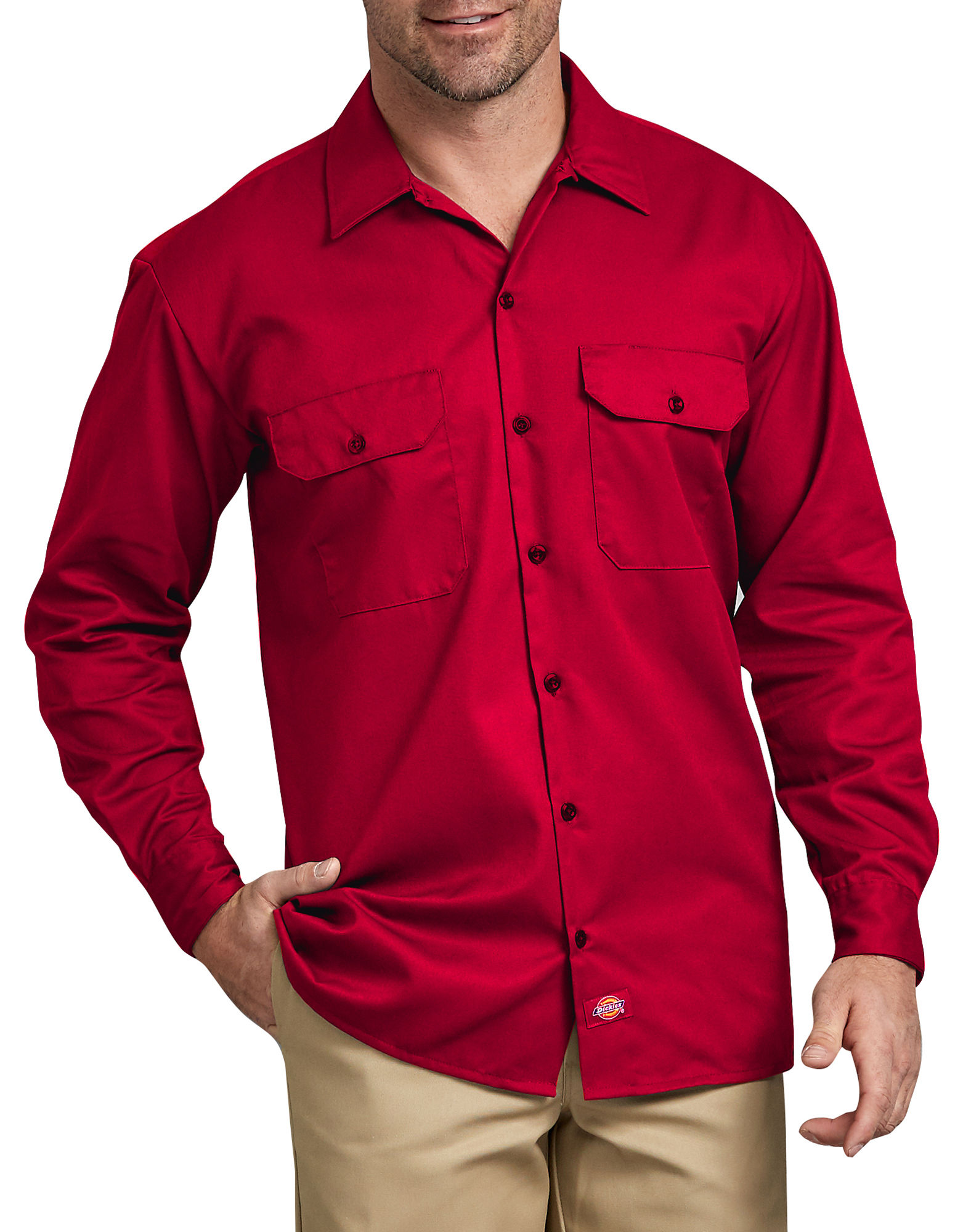 Long Sleeve Work Shirt English Red L| Mens Shirts | Dickies