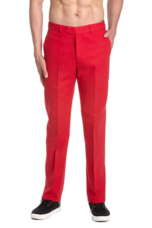 Red Linen Dress Pants for Men | Solid Color Pants