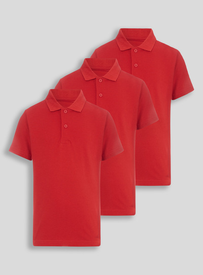 Kids Unisex Red Polo Shirts 3 Pack (3-12 years) | Tu clothing