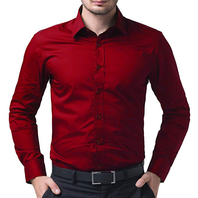 BEING FAB Men's Solid 100% Cotton Regular Fit Casual Red Shirt