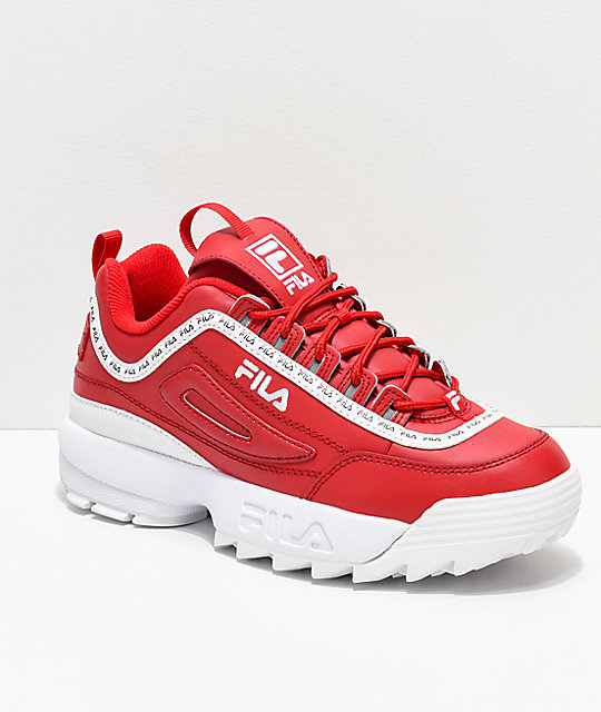 FILA Disruptor II Logo Taping Red Shoes | Zumiez