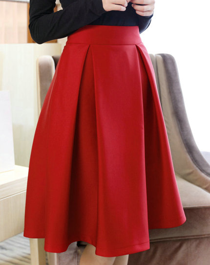 High Quality Cute Women Autumn/Winter Skirts, Burgundy Skirts, Red