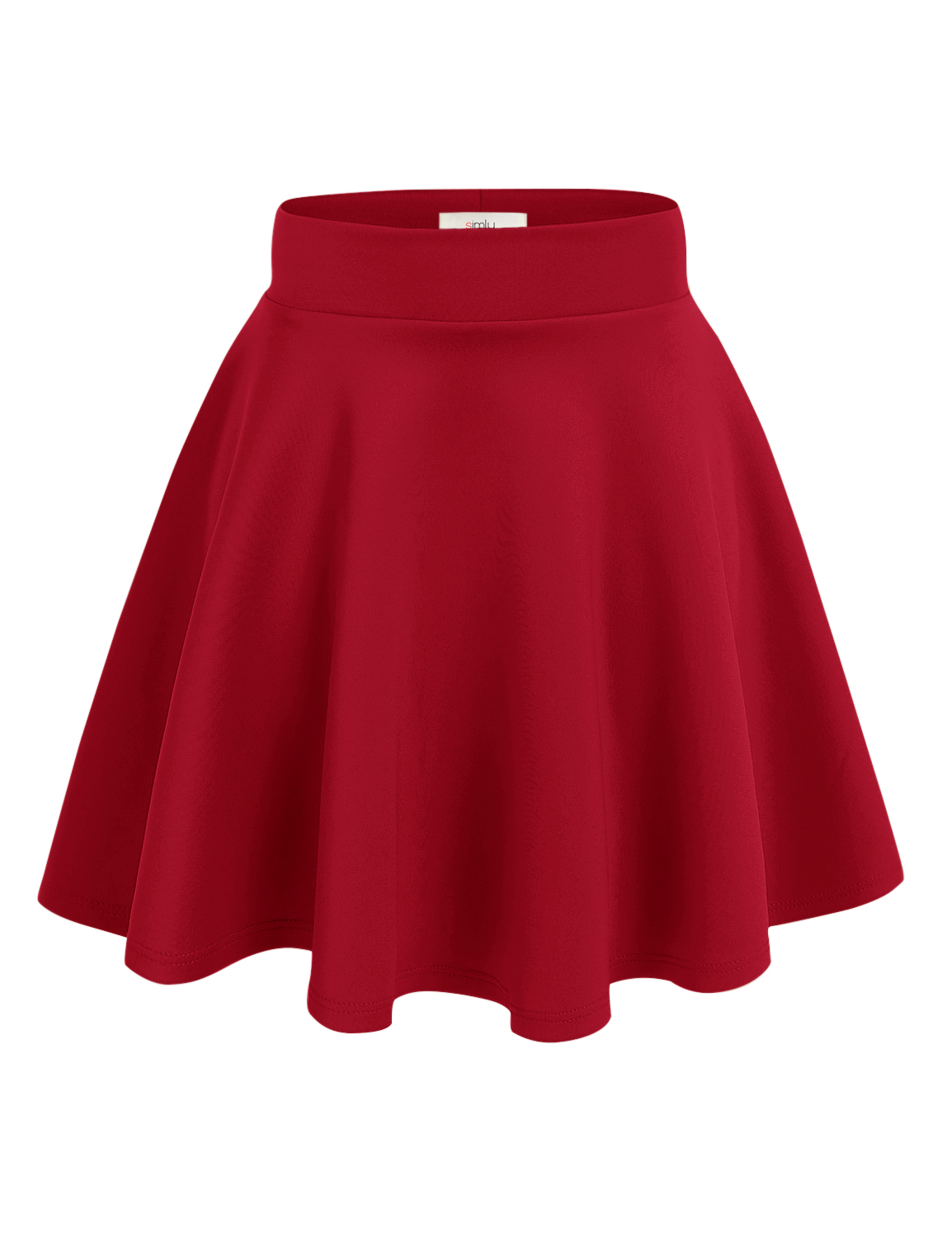 Simlu - Simlu Womens Red Skater Skirt, A Line Flared Skirt Reg