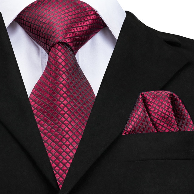 Hi Tie High Quality Silk Ties for Men 160cm Long Fashion Red Necktie