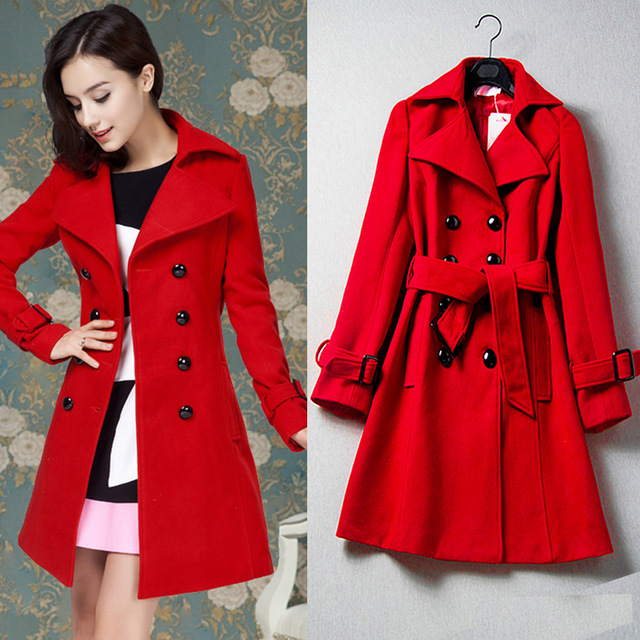 woman long maxi coats 2015 winter vintage style double breasted coat