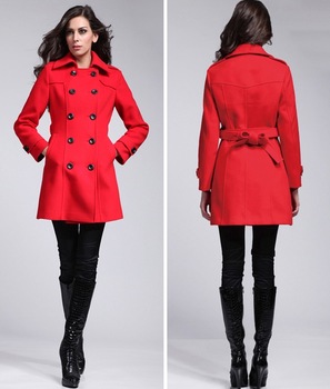 Women Winter Red Coats Long