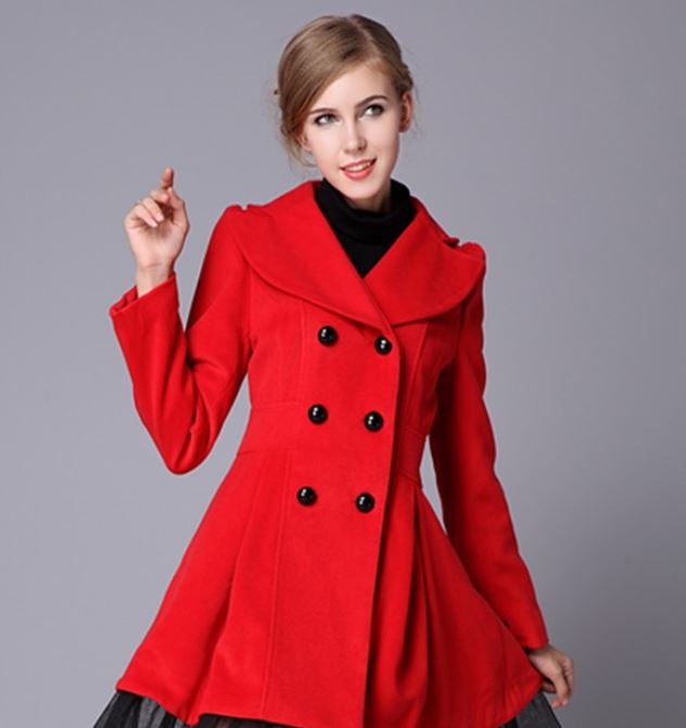 High Quality Wool Red Coat Fashion Trench Winter Coat For Women