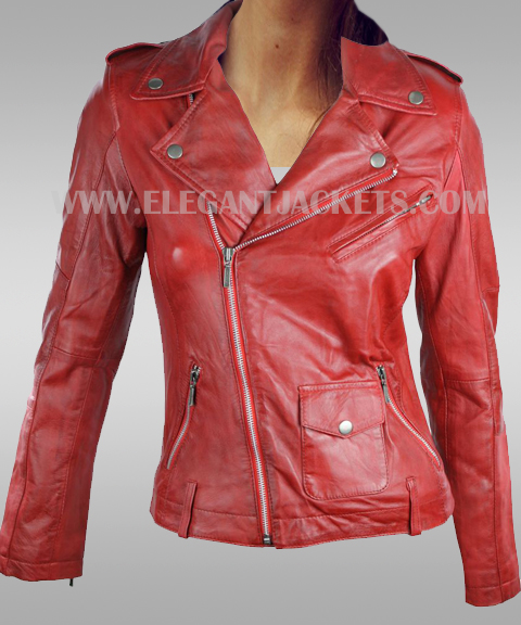 Women Dark Red Leather Jacket | Elegant Jackets