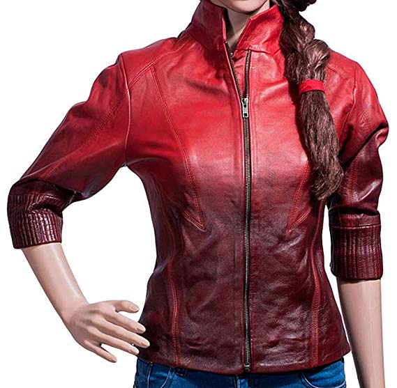 Red Women Leather Jacket - Two Toned Lambskin Jacket Women at Amazon