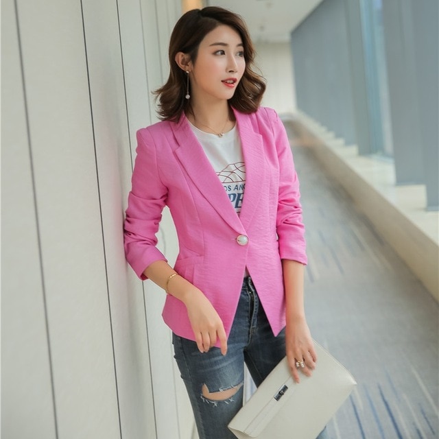 Casual Büro Damen Rosa Blazer Frauen Oberbekleidung Jacken Elegante