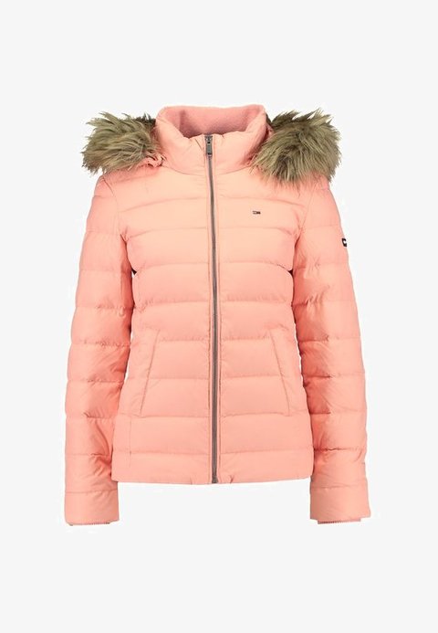 women Tommy Jeans ESSENTIAL HOODED - Down jacket - coral almond/rosa