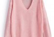 2019 Pullover Plain V Neck Sweater In PINK ONE SIZE | ZAFUL NZ