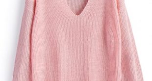 2019 Pullover Plain V Neck Sweater In PINK ONE SIZE | ZAFUL NZ
