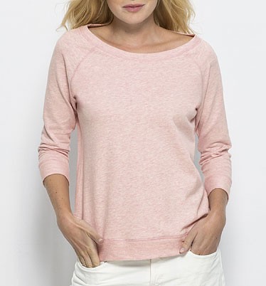 Rosa Sweatshirt Pullover für Frauen - weiter Ausschnitt | grundstoff.net