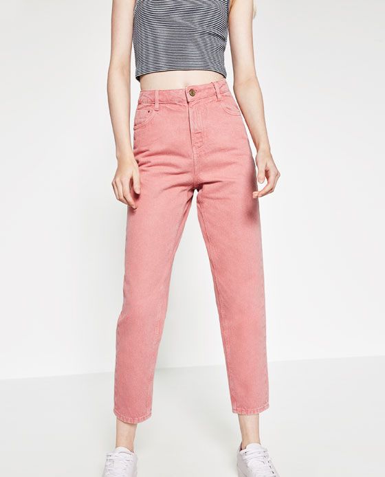 Image 4 of MOM-FIT TROUSERS from Zara | color block | Pinterest