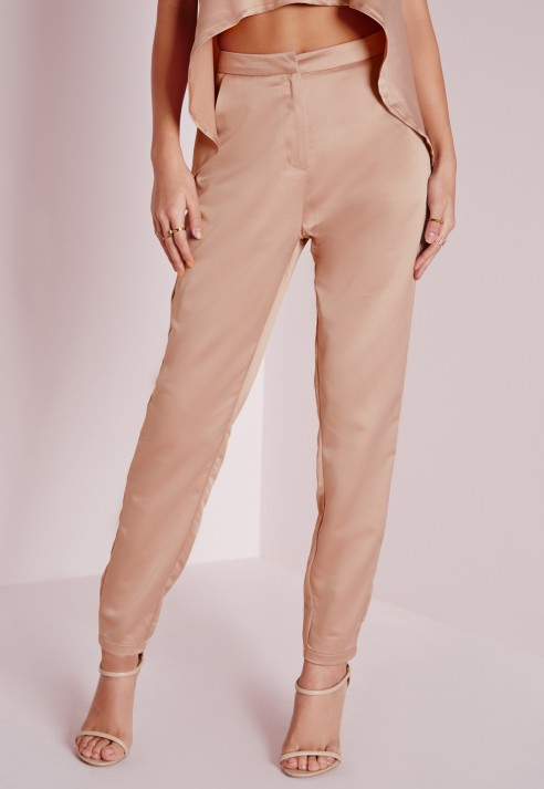 Lyst - Missguided Silky Cigarette Trousers Rose Pink in Pink