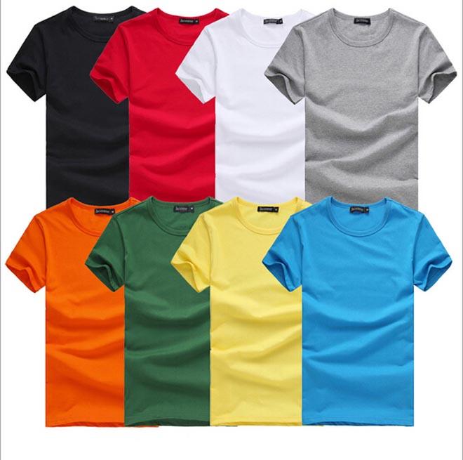 Men Round Neck T Shirt Short Sleeve Tee Solid Color Plus Size T
