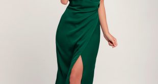 Sleek Forest Green Dress - Satin Dress - Midi Dress - Dress