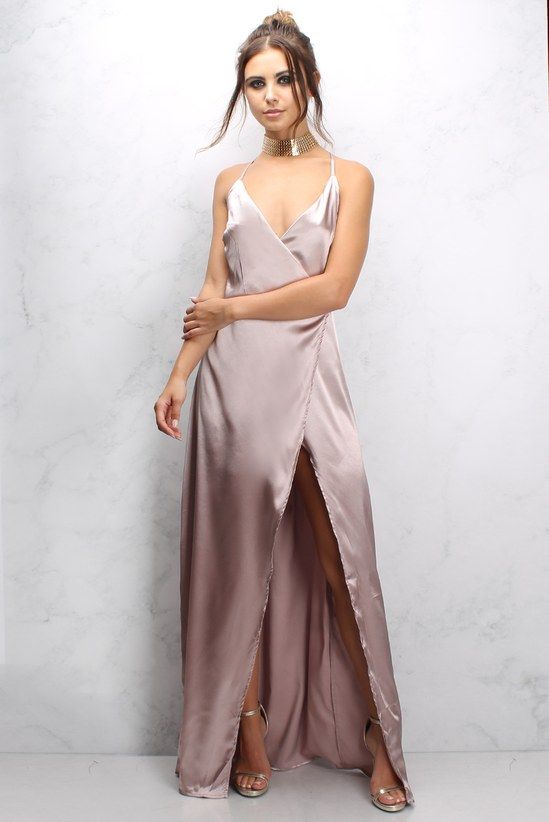 Pink Satin Strappy Maxi Dress | Lovely Dresses | Pinterest | Strappy