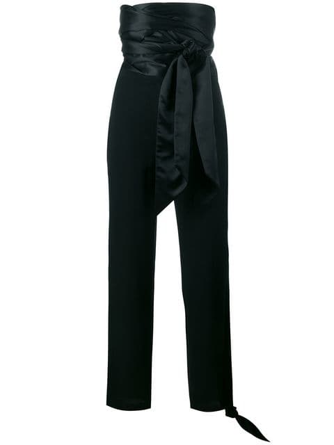 JW Anderson Cummerbund high-waist satin trousers $486 - Buy AW17