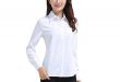 Henghzi Women's Office Slim White Shirt Blouse Long Sleeve Formal