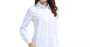Henghzi Women's Office Slim White Shirt Blouse Long Sleeve Formal