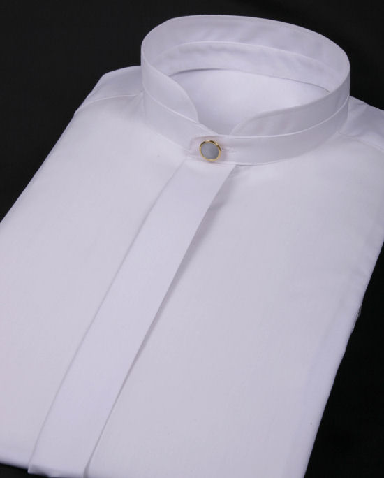 WHITE MANDARIN COLLAR Shirt - Shirts Mens Outfitters Mandarin Collar