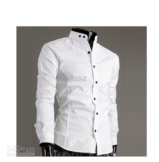 2019 Stand Up Collar Long Sleeved Shirt Collar Hit Color Cotton