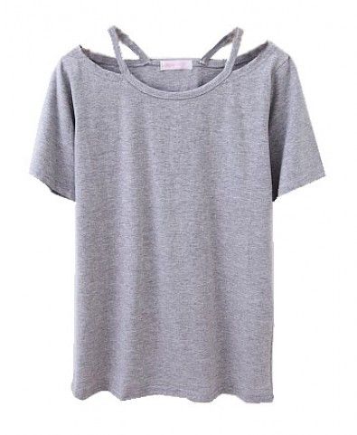 Grey T-shirt with Cut Out Design Neckline $18 | Crafty | Pinterest