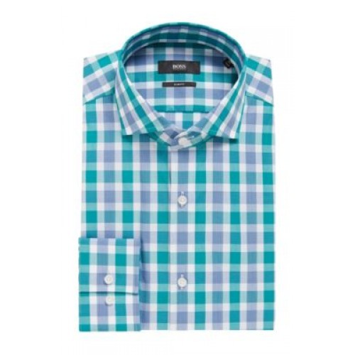 Hugo Boss Slim-fit shirt in Vichy-check cotton poplin Mens Shirts