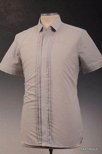 NEIL BARRETT Gray Short Sleeve Cotton Slim Fit Shirt Size US 15.5 EU