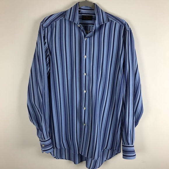 Etro Shirts | Milano Mens Size Medium Blue Striped Shirt | Poshmark
