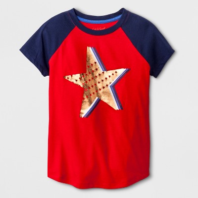 Girls' Short Sleeve Americana Star Graphic T-Shirt - Cat & Jack™ Red