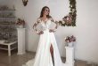 Discount Romantic A Line Long Sleeves Wedding Dresses Side Split