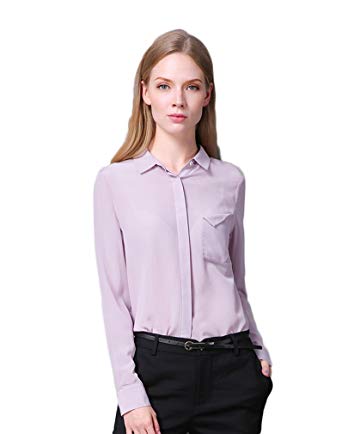 Colorful Silk CLC Women's Pure Mulberry Silk Blouse Long Sleeves