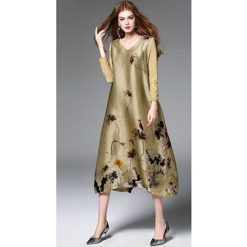 China Silk dress women natural fabric maxi dress silk from Guangzhou