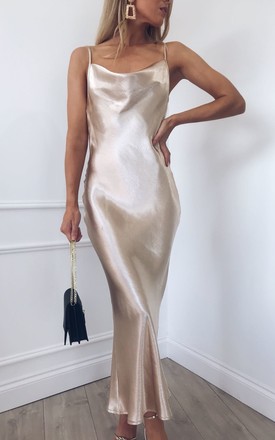 Keisha Slip Midi Dress Gold | Pretty Lavish | SilkFred