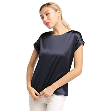 LilySilk Silk T Shirt for Women Short Sleeves Round Neck Pure