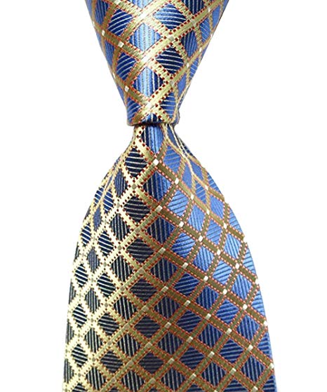 Wehug Hot Men's Ties 100% Silk Tie Woven Necktie Jacquard Neck Gold