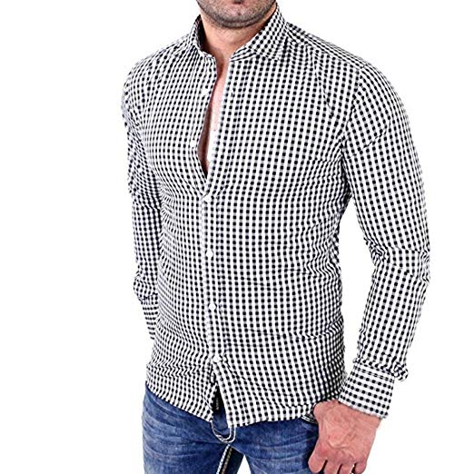 Clearance, HOT Men's Plaid Shirts Male Long Sleeve Slim Fit Business