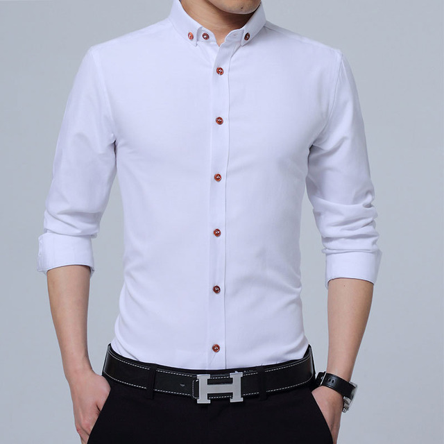 Long Sleeve Shirt Men New Fashion Designer Camisa Man Solid Shirt