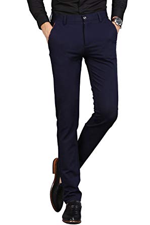 VEGORRS Men's Wrinkle-Free Slim Fit Dress Pants Stretch Casual Suit