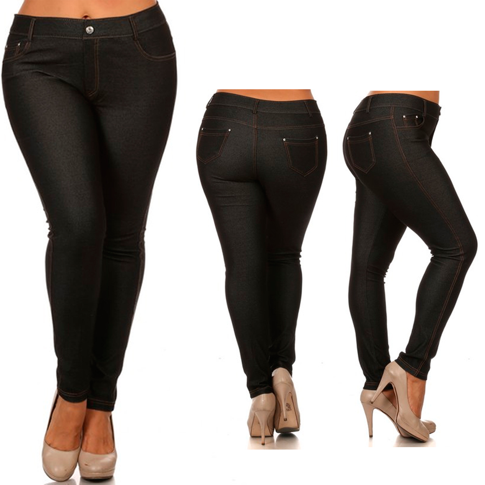 AllTopBargains - Womens Plus Size Jeans Look Skinny Slim Jeggings