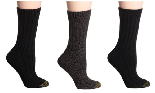 Gold Toe Women's 3-Pack Weekend Sock, Black Assortment 9-11 (Shoe